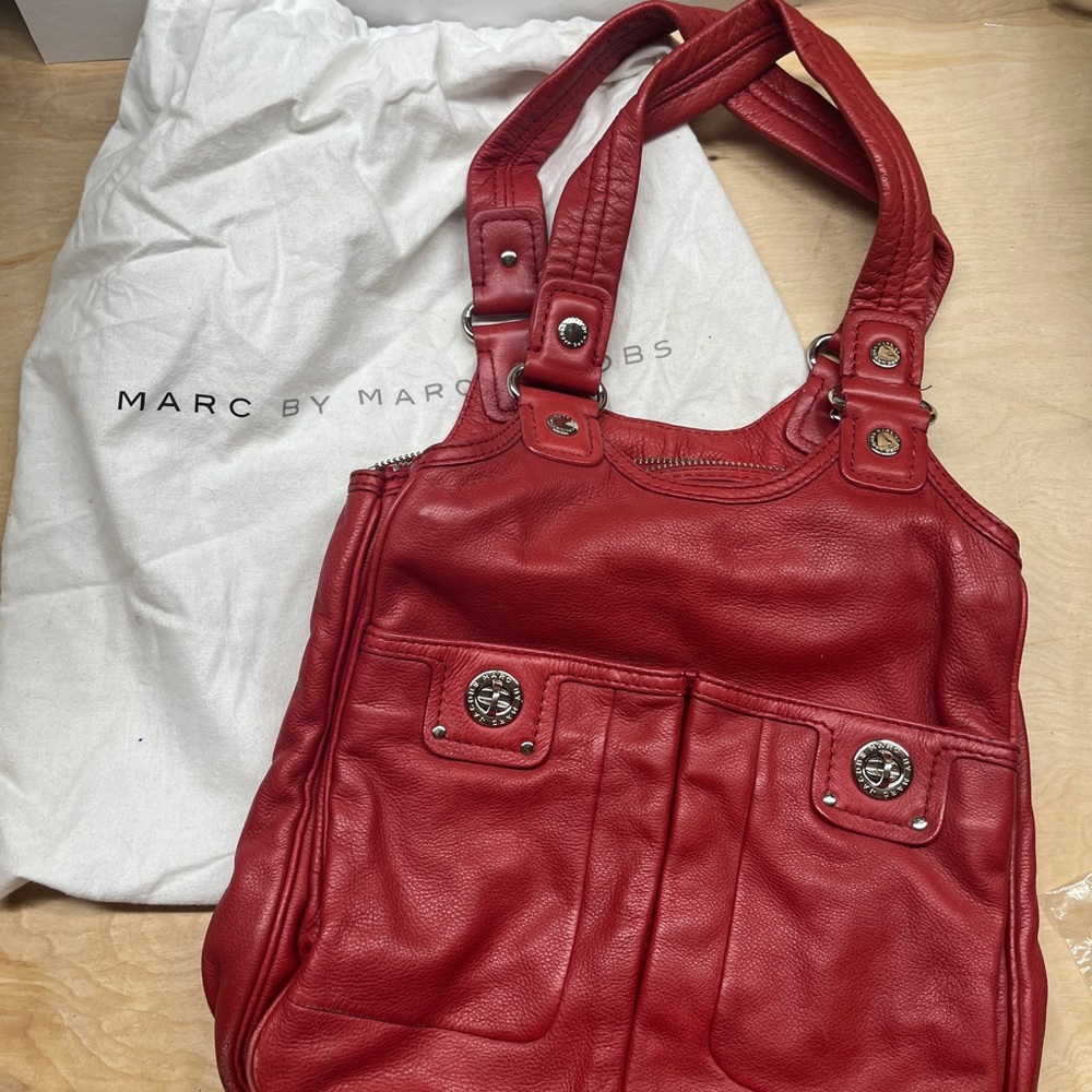 Marc By Marc Jacobs, Turnkey Teri tote, Red Shoulder Bag, and designer dust bag